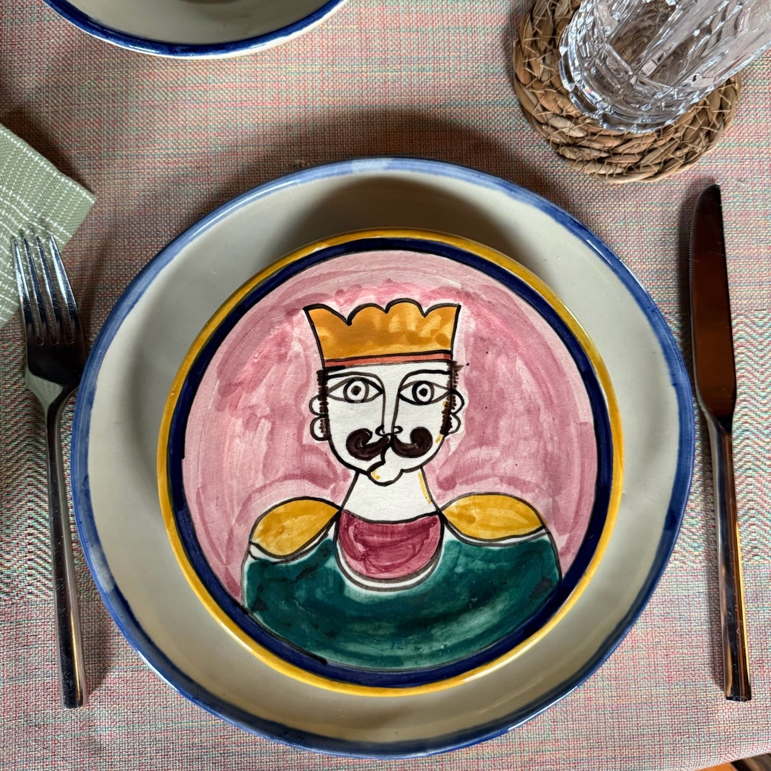 Hand Thrown and Hand Painted Snack / Salad Plate Set of 2