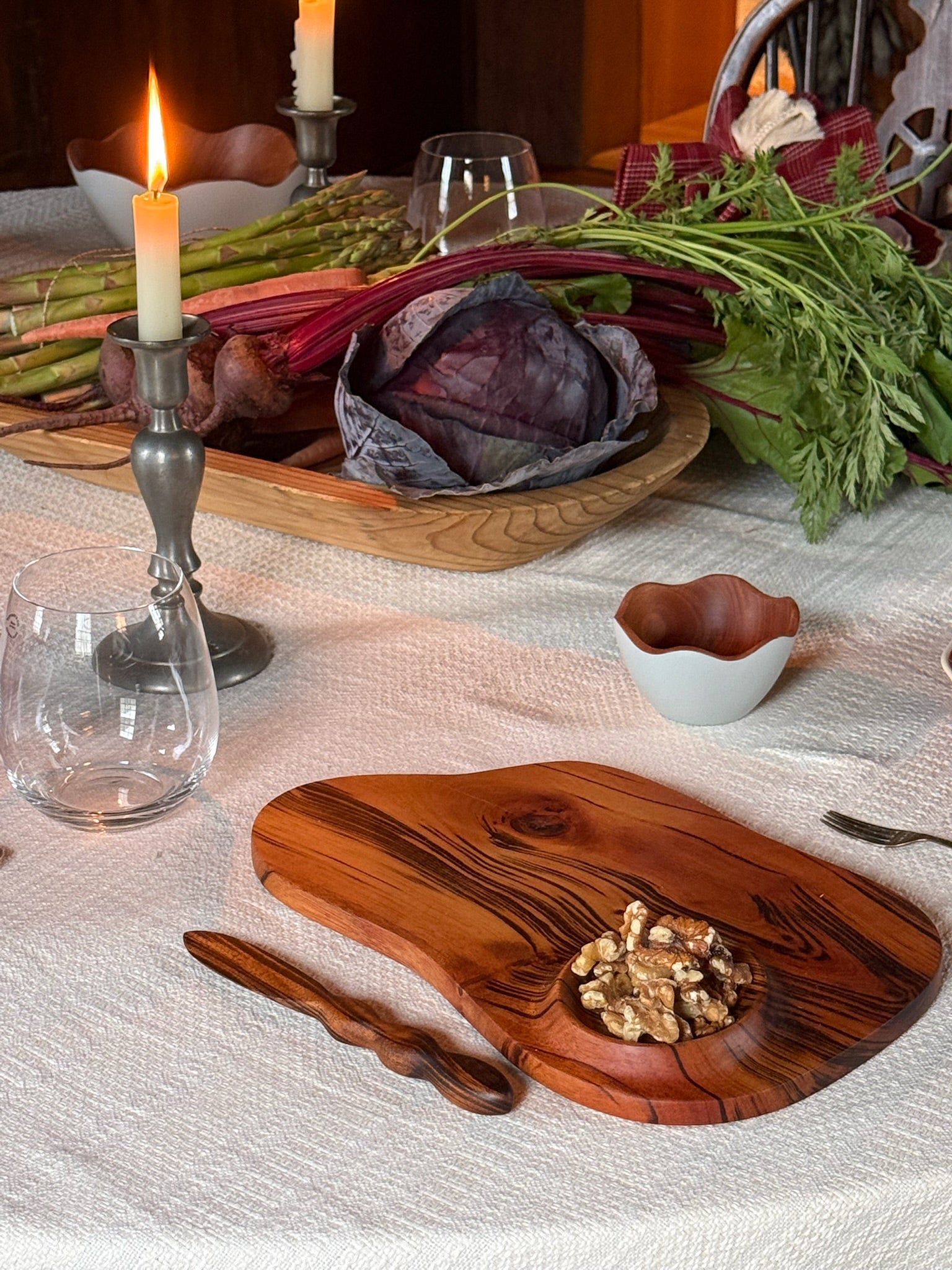 Exotic Reclaimed Wood Snack and Cheese Board with Well