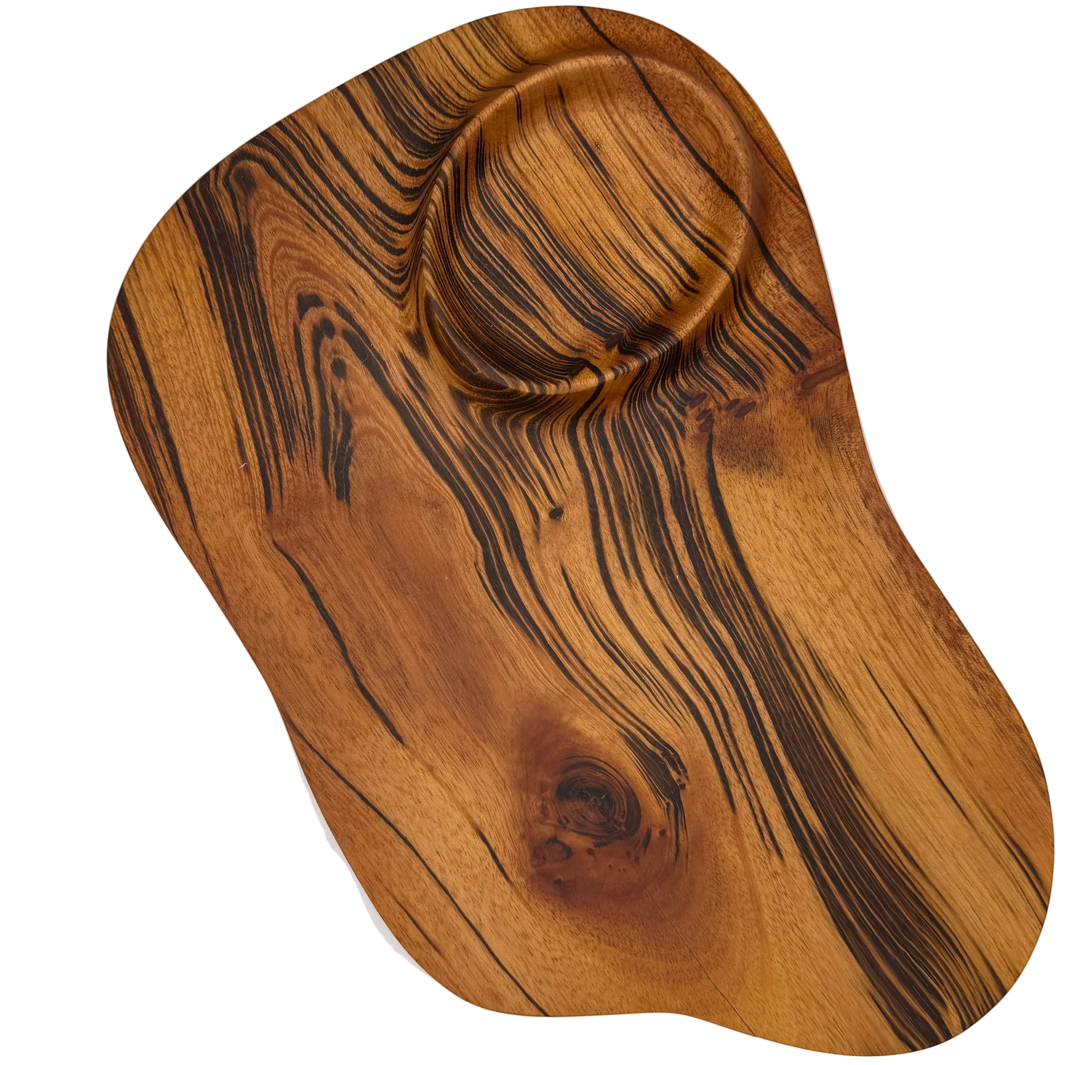 Exotic Reclaimed Wood Snack and Cheese Board with Well
