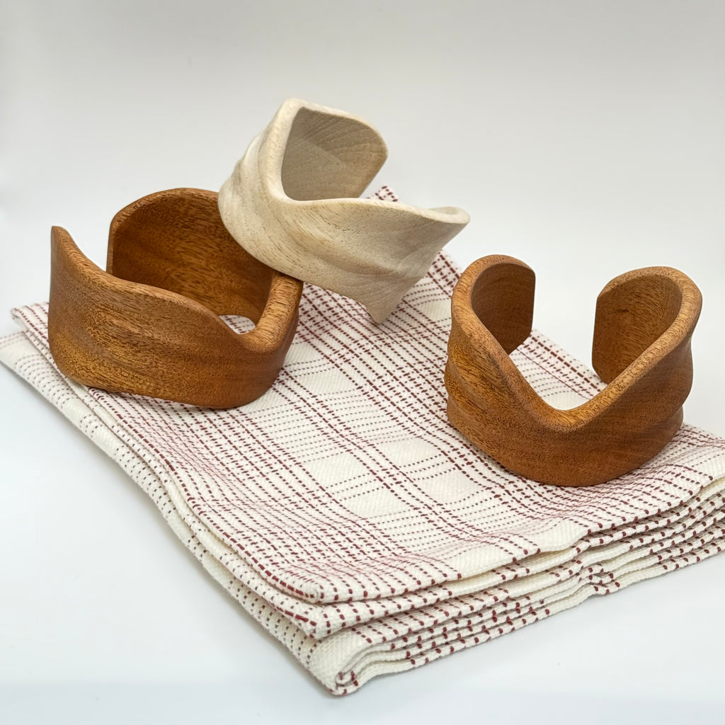 Draperie Napkin Rings in Exotic Wood