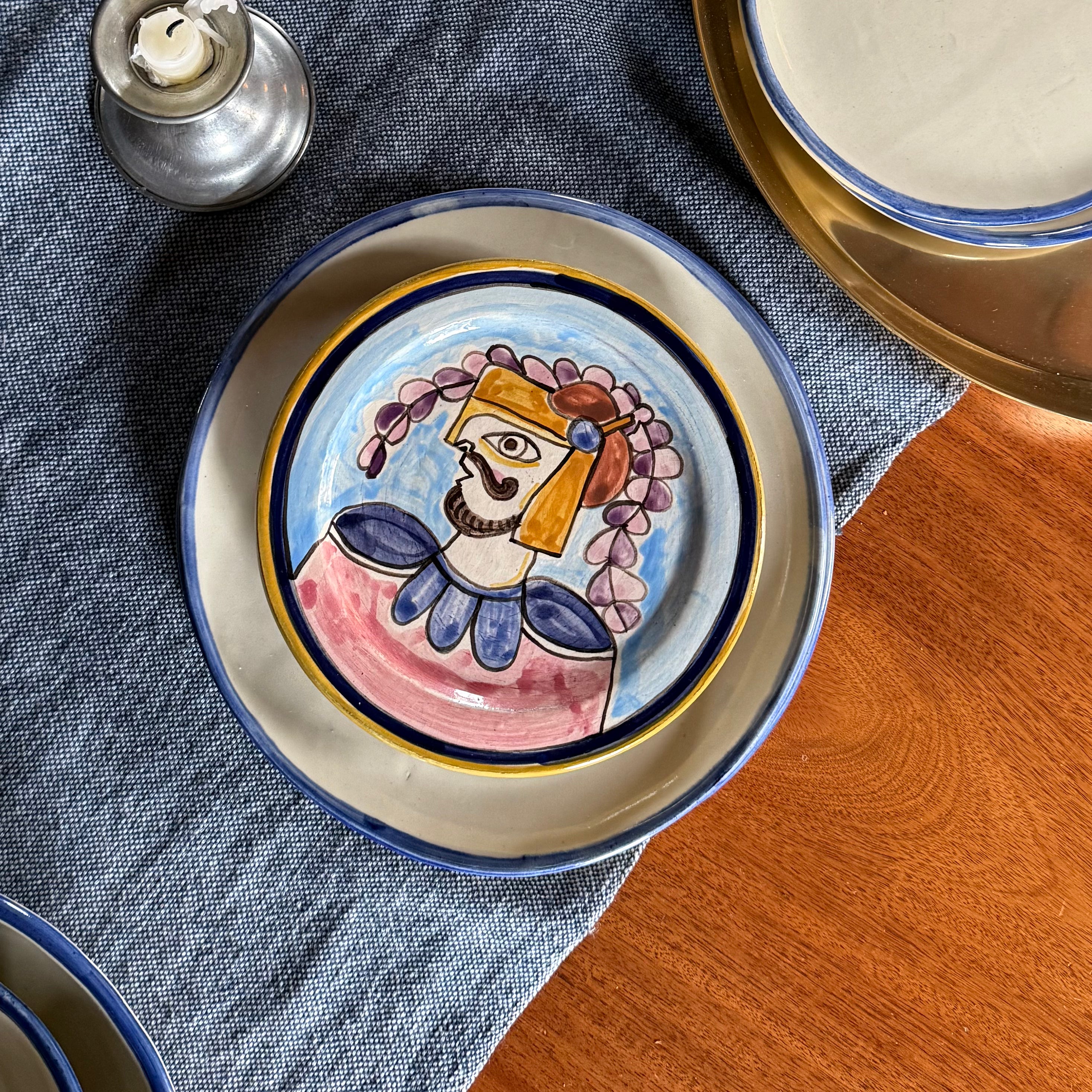 Hand Thrown and Hand Painted Snack / Salad Plate Set of 2