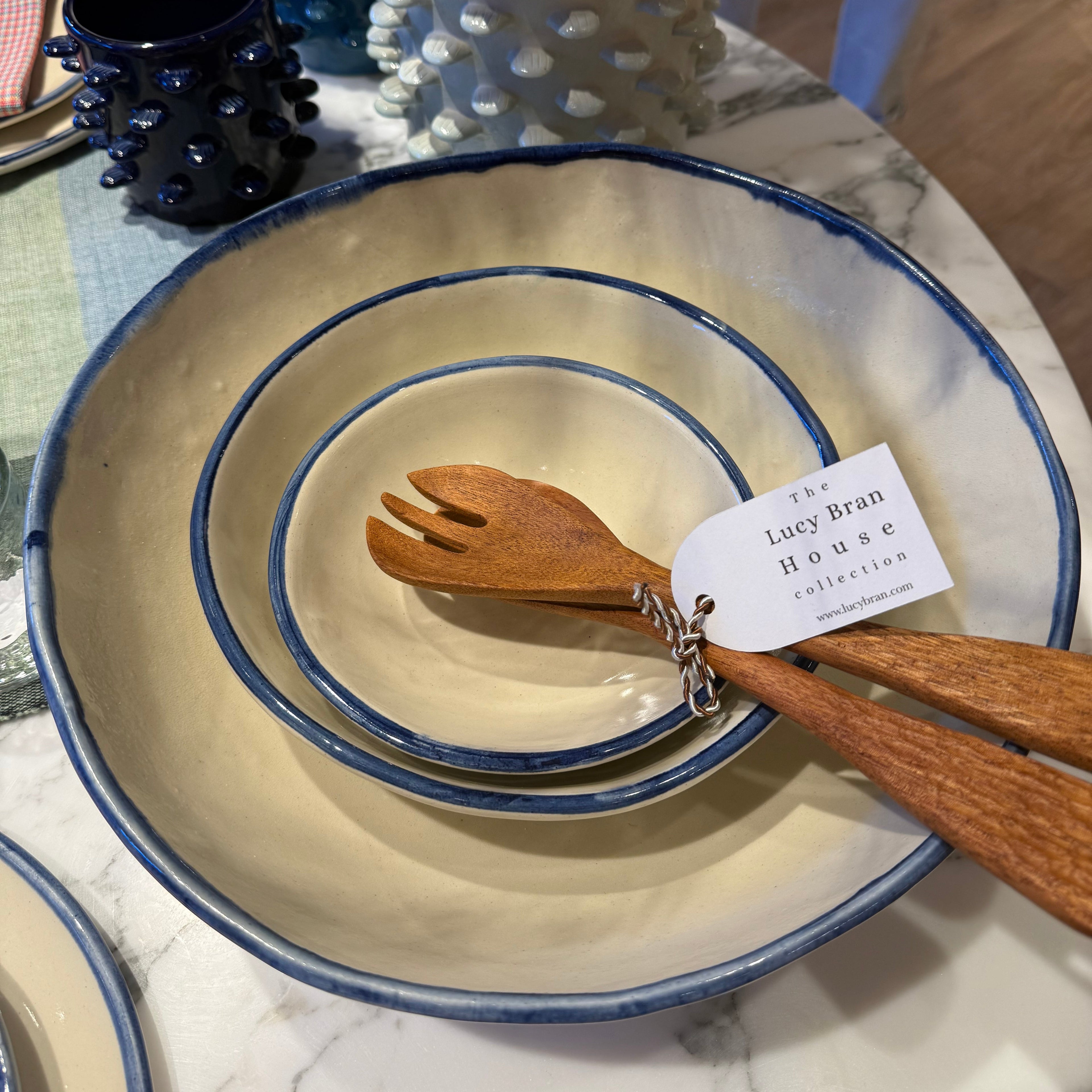 Set of Handthrown and Handpainted Ceramic Bowls