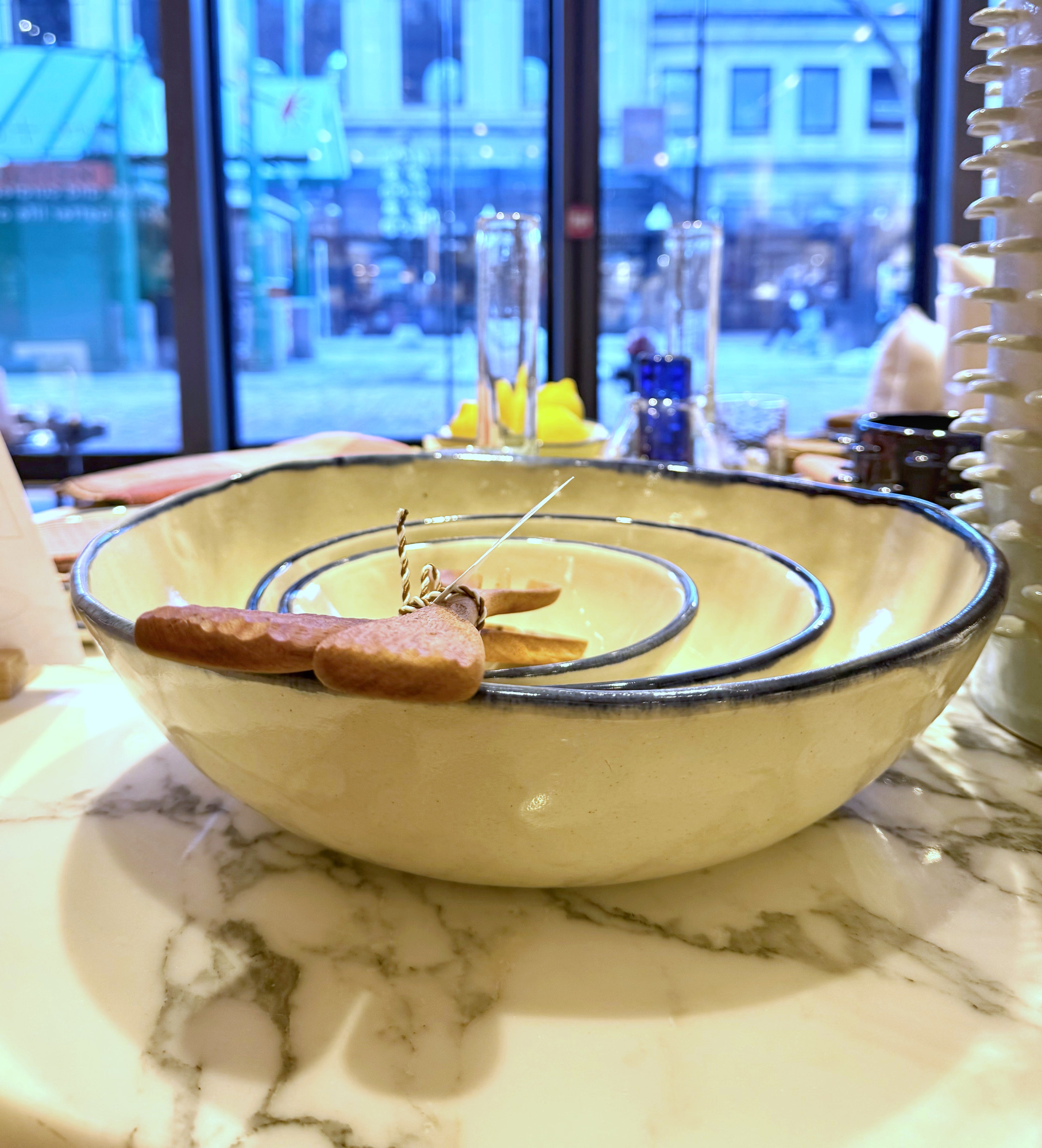 Set of Handthrown and Handpainted Ceramic Bowls